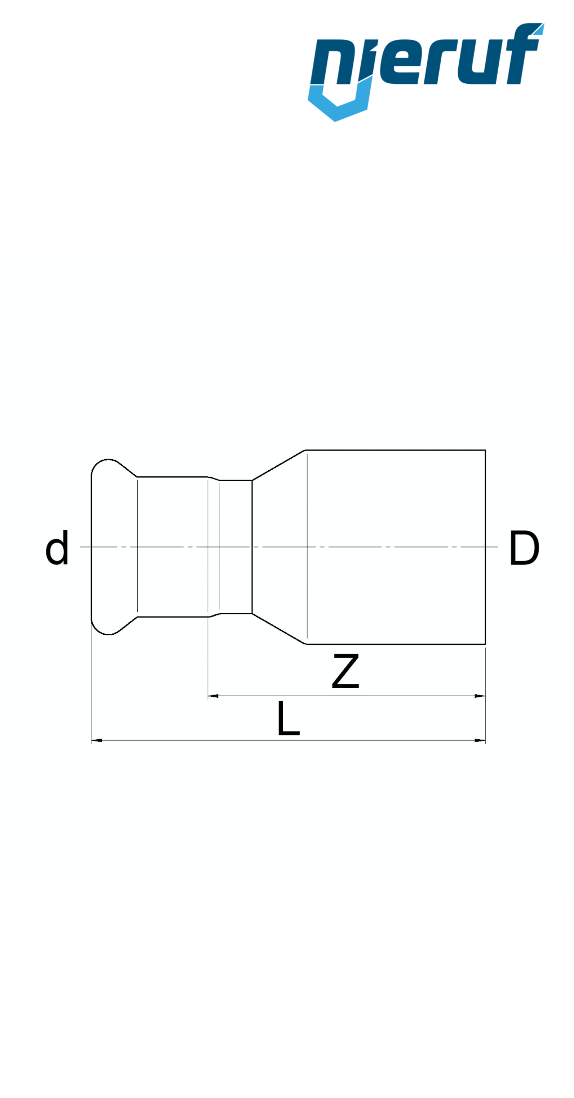 Redukcja Z złączka zaciskana DN40 - 42,0 mm x DN12 - 15,0 mm Stal nierdzewna