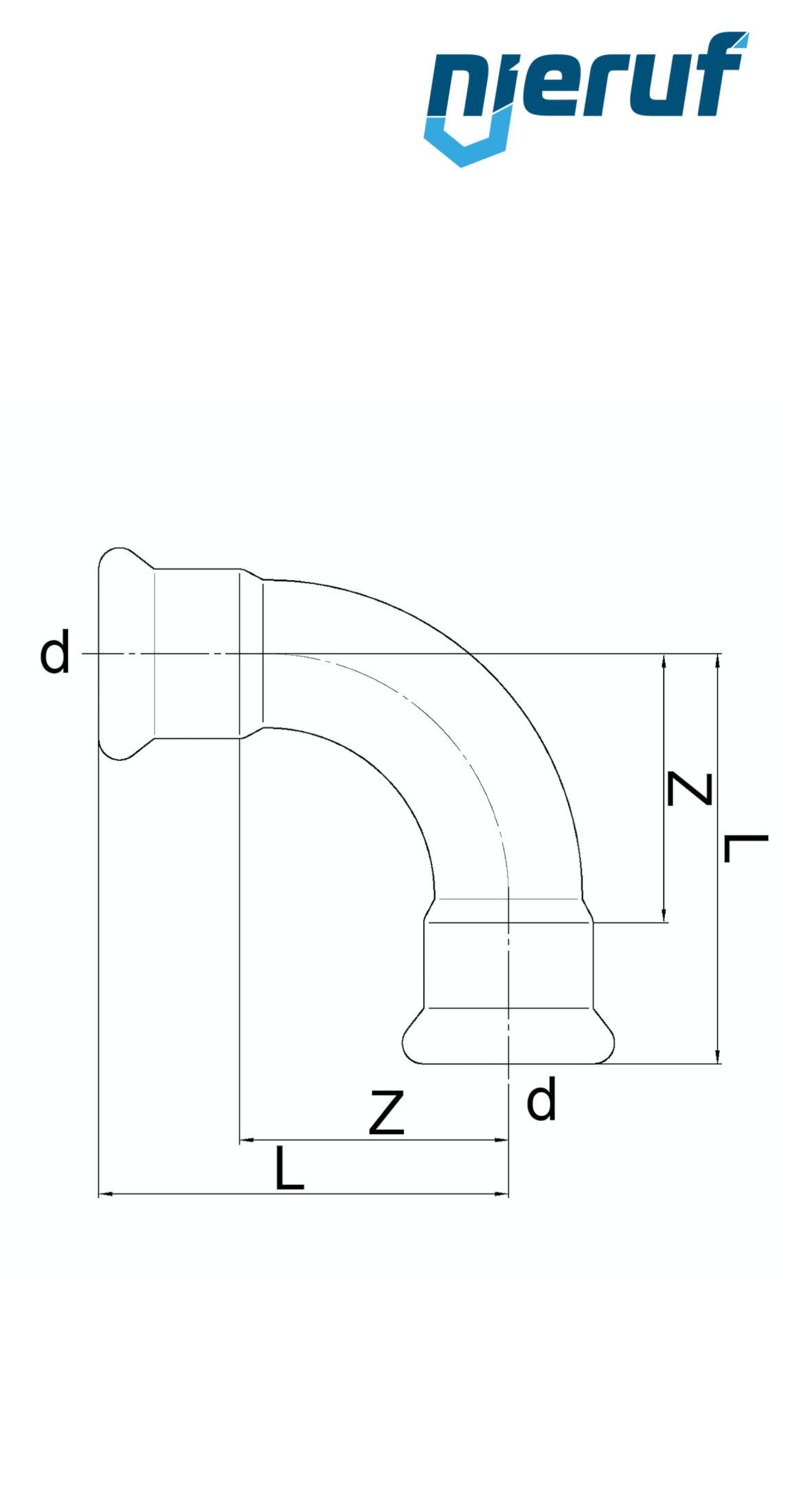 Łuk 90° złączka zaciskana W x W DN80 - 88,9 mm, r=1,2 Stal nierdzewna