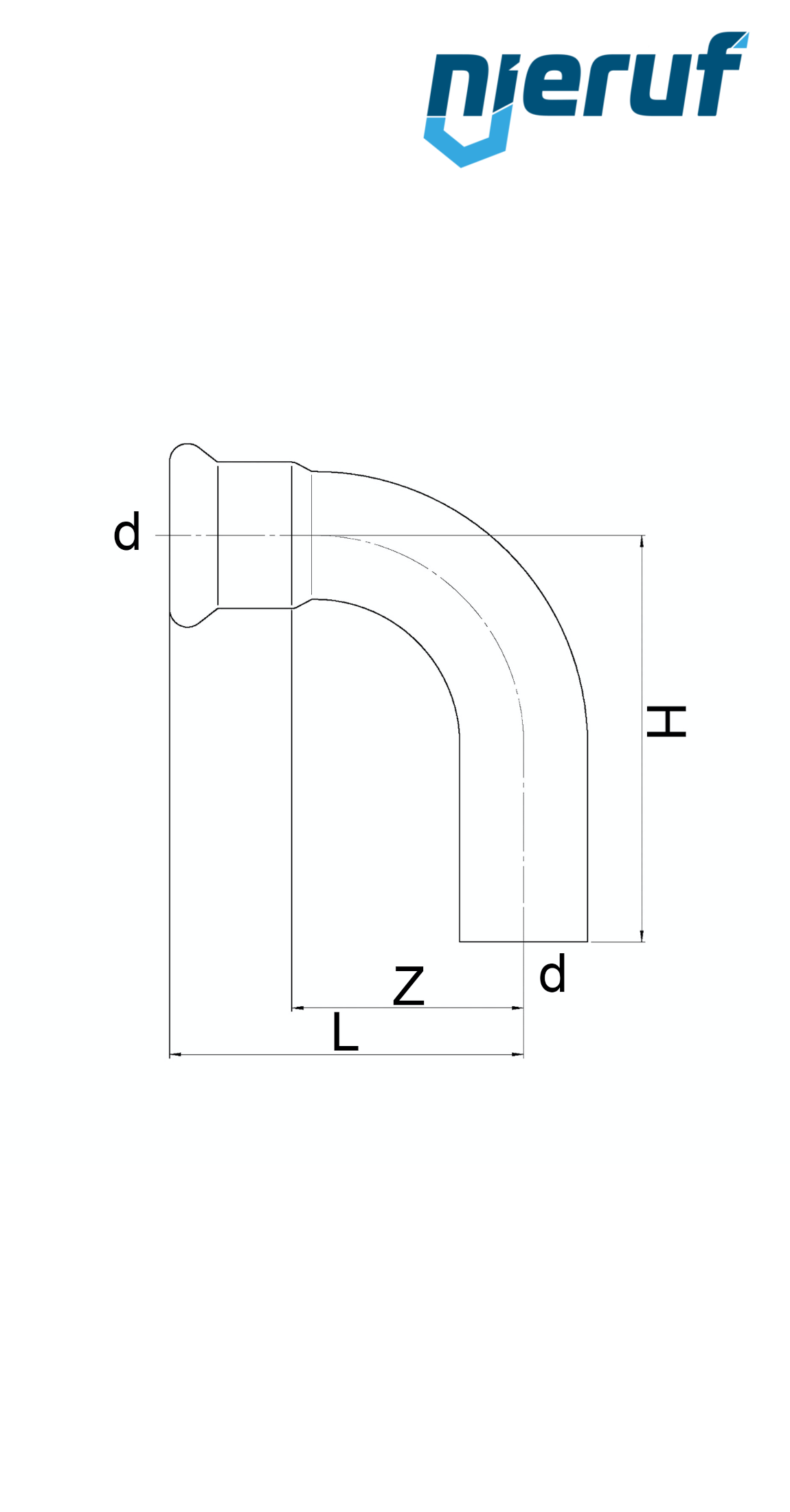 Złączka zaciskana Łuk 90° W x Z DN15 - 18,0 mm, r=1,2 Stal nierdzewna