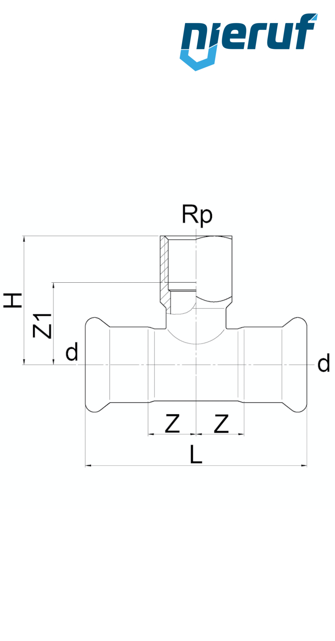 Trójnik T DN12 - 15,0 mm złączka zaciskana W x W Gwint wewnętrzny 1/2" cala Stal nierdzewna