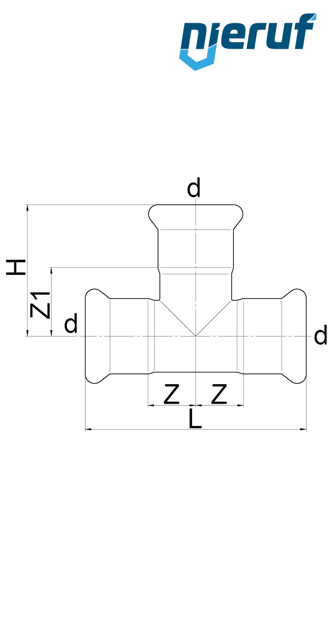 Trójnik T W x W złączka zaciskana DN50 - 54,0 mm Stal nierdzewna