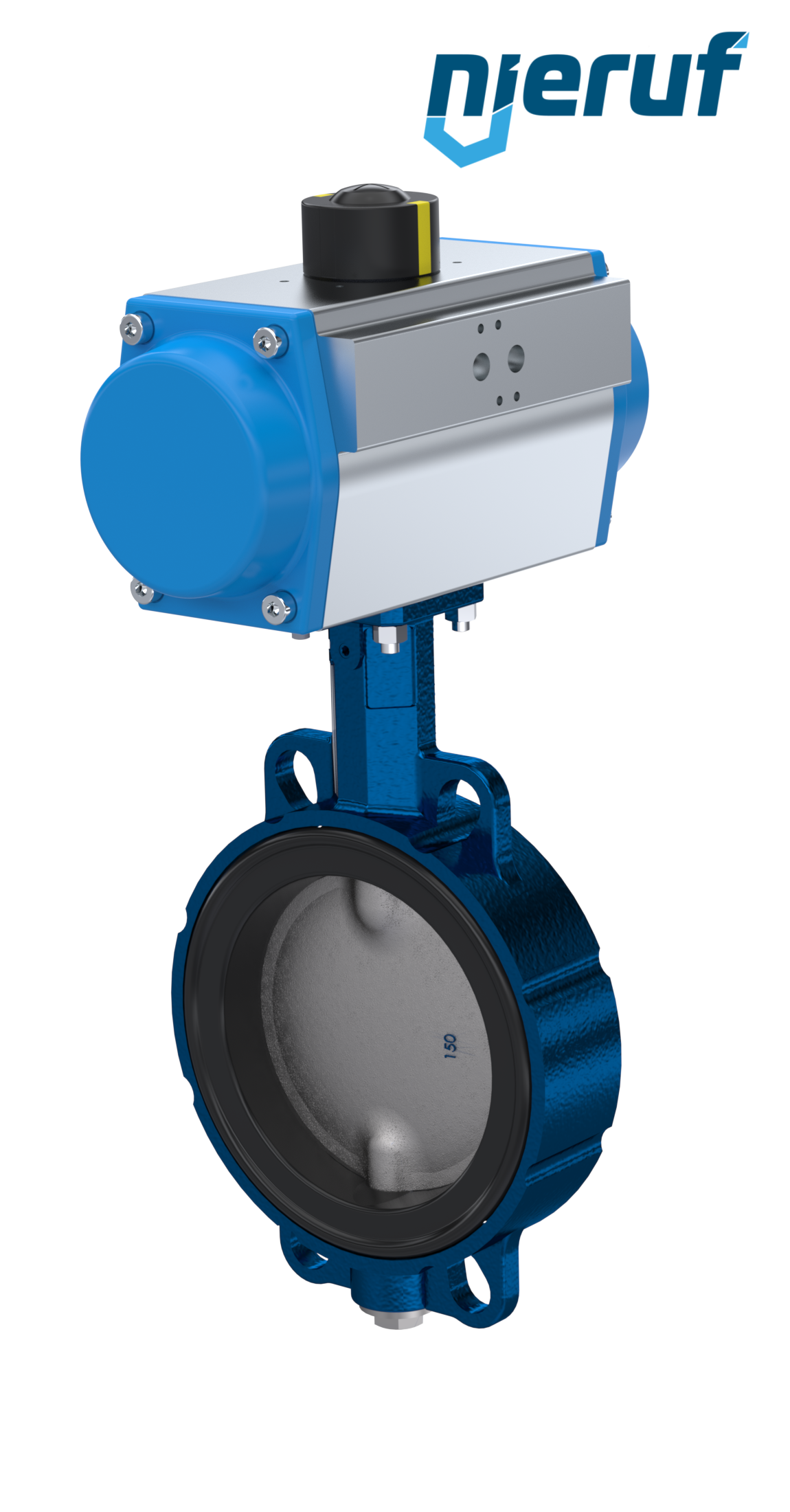 Przepustnica DN 150 AK01 NBR-70-czarny DVGW Gaz Pneumatyczny napęd obrotowy dwustronnego działania